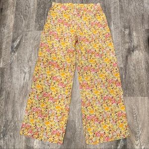 Kut from the Kloth Yellow Floral Wide Leg Pants L